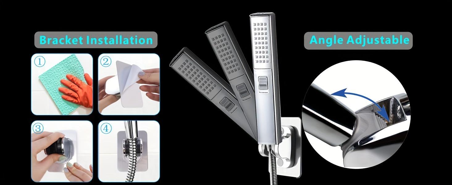 Square Showerhead 8 / 10 Inch with Handheld Shower Combo, Rainfall High Pressure Showerhead, Adjustable Extension Arm, 3-Way Switcher, 78 Inch Extra Long Hose with 9 Inch Extension Arm - Bathroom Upgrades Waterfall Home Modern