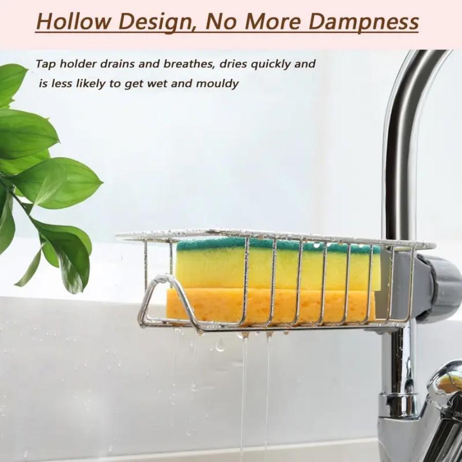 Three-In-One Kitchen Faucet Organizer, Sponge Holder, Dish Brush Rack, Soap Dispenser, Stainless Steel Compact Multi-Functional Storage Sink Box, Durable Storage Rack