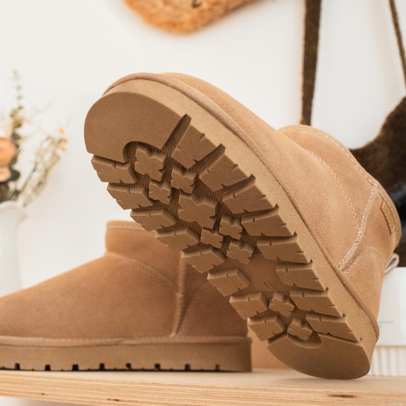 Snow Boots Women Men Suede Faux Fur Comfort Ankle Boots Slip-on Slippers Winter Fall Waterproof Platform Boots Short