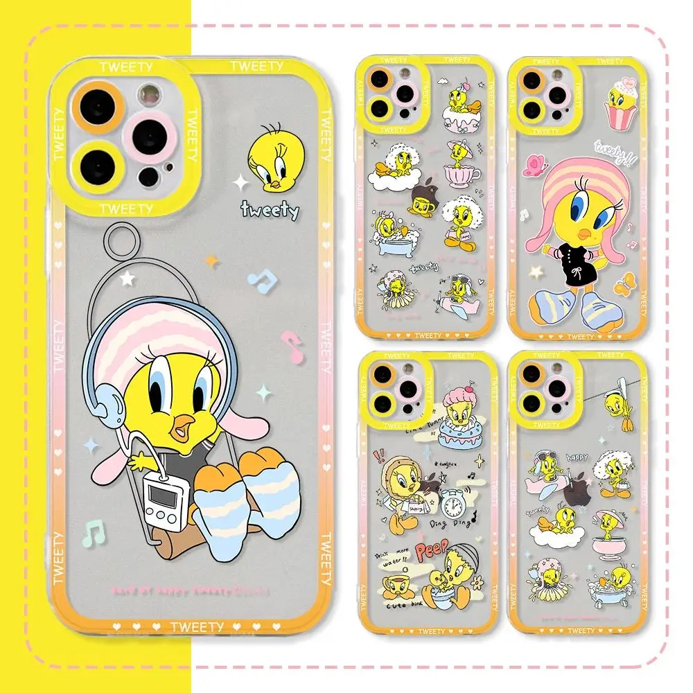 Cute Lovely Tweetys Ducks Phone Case for Apple iPhone 17 Air 16 15 14 13 12 11 Pro Max Plus  Border printing Soft Transparent Cover