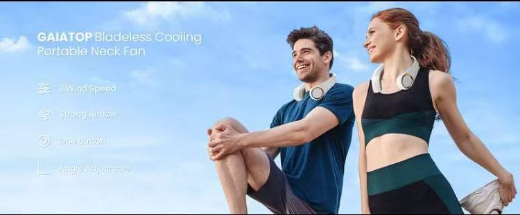 Hands-free neck fan for sports, travel and office use - Rechargeable bladeless cooling technology with up to 8 hours of run time - Wearable headphone design provides cooling for face, neck and shoulders as you move, 2025 New Model, fathersdaygifts