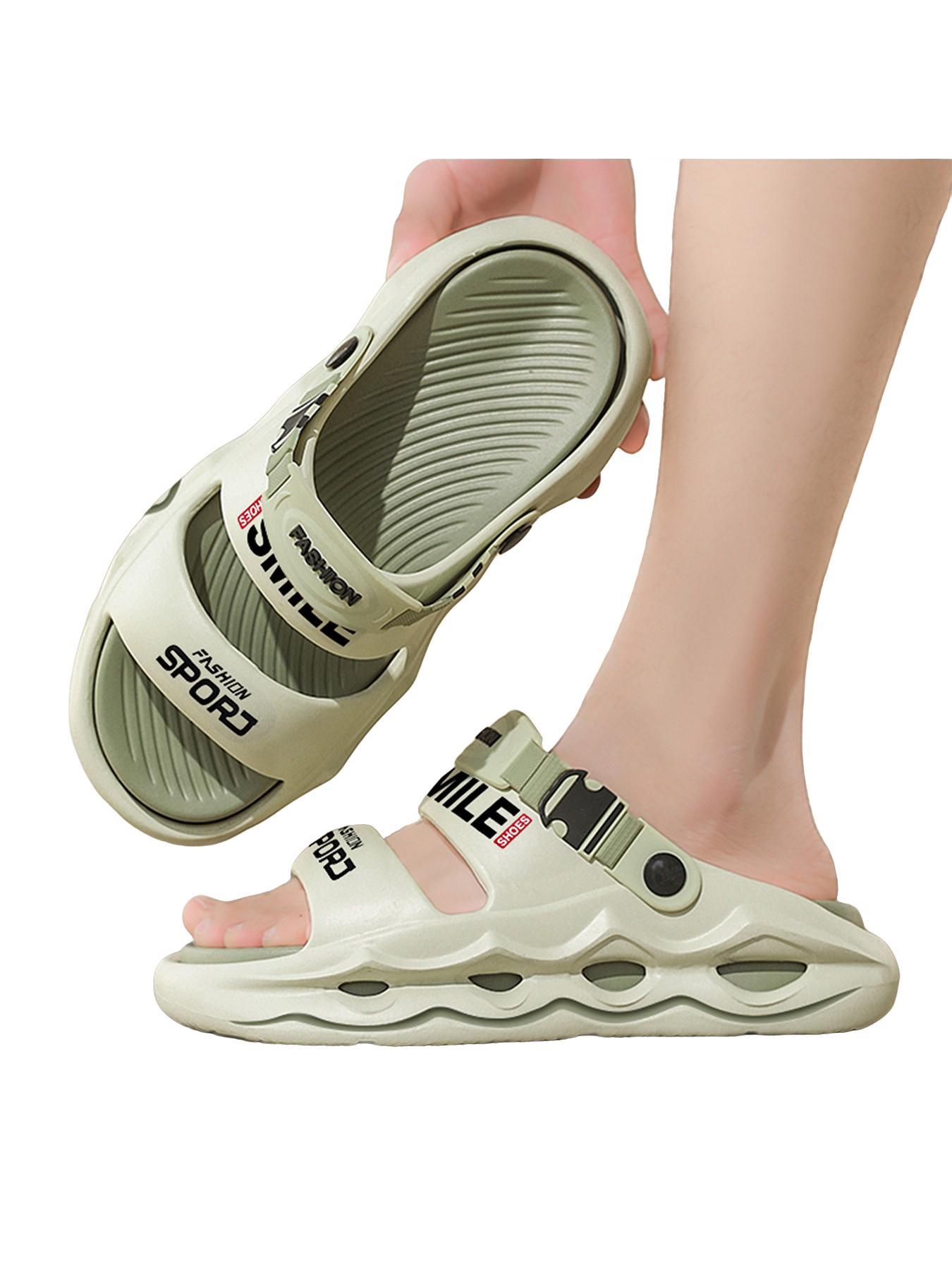 Men's Summer Sandals, Indoor & Outdoor Non-Slip Beach Slippers, Sporty Thick Sole Flip Flops, Comfortable Footwear for Men