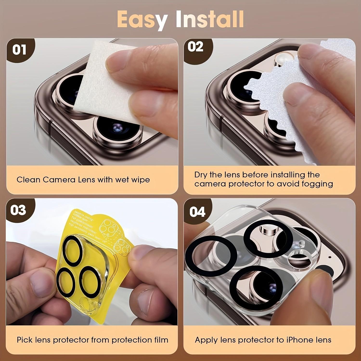 4pcs Camera Lens Protector Cover Compatible iPhone 17 Air/17 Pro Max/17 Pro/17/16e/16/15/14/13/12/11/Pro Max/Pro/Plus/Mini,Fingerprints Resistance,Scratch-Resistant,Impact Protection,Precise Fit,Easy to Install