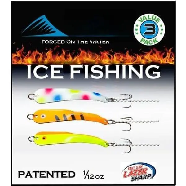 Spoon Fishing Lures 3-Pack, Multi-Species Metal Spoons for Trout, Walleye, Bass, Salmon, Pike, Ice Fishing & Trolling, Vibrating Spoon Lure Kit