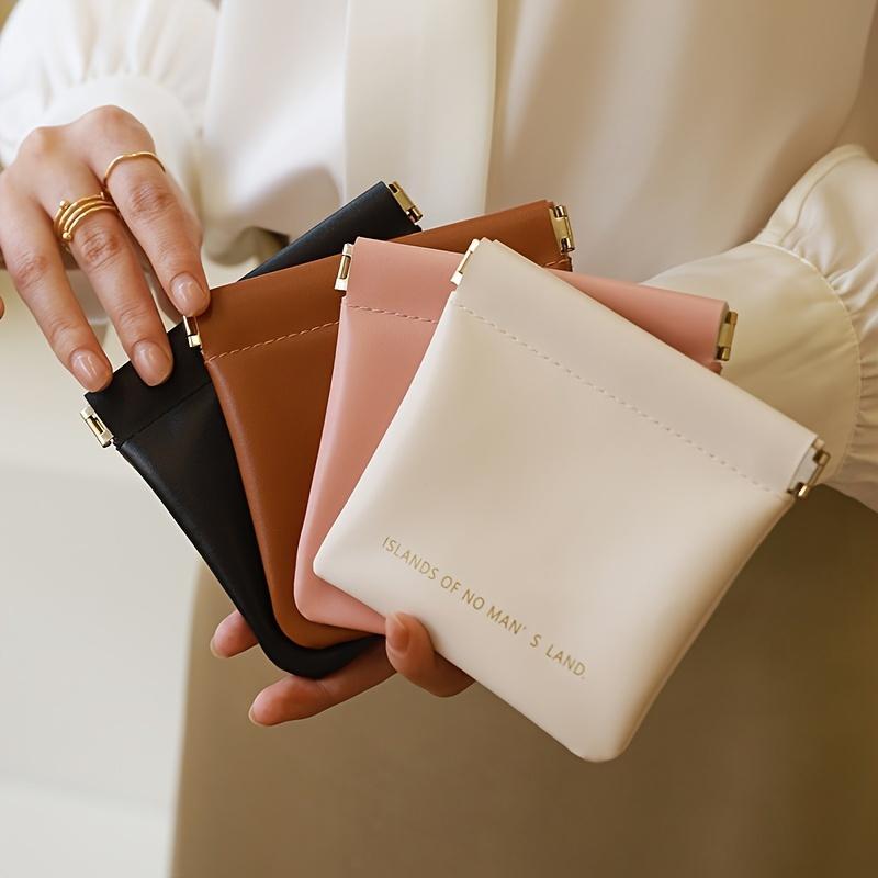 1PC Leather Shingle Storage Bag, Mini Small Bag, Compact, Ladies' Portable Wallet, Lipstick Makeup Bag, Women's Bag, Portable Travel Headphone Bag, Multi-functional Storage Bag, Handheld Cosmetic Pouch