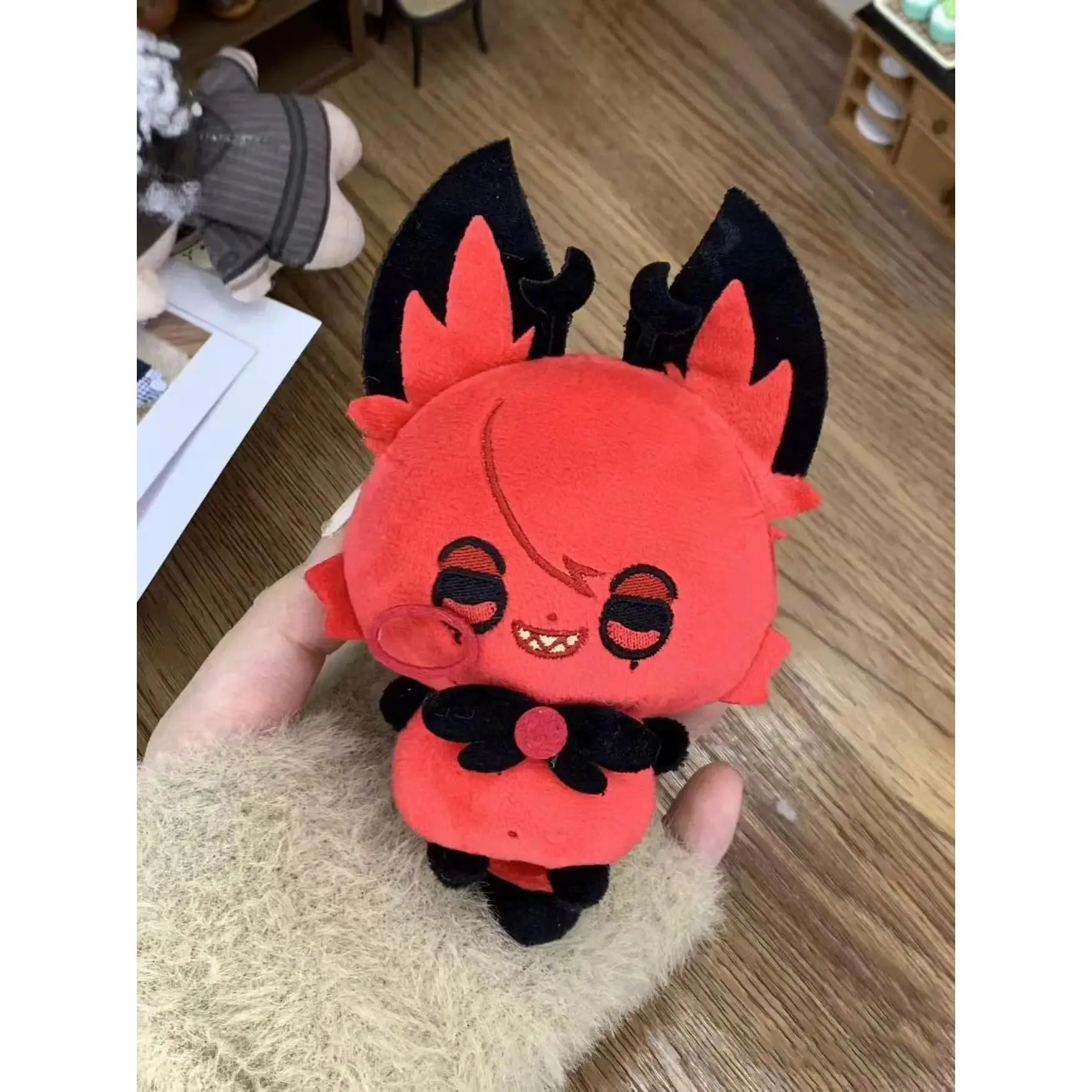 10cm Cute Anime Hazbin Hotel Lucifer Alastor Plushie Stuffed Doll Toys Lucifer Plush Pendant Keychain Doll Birthday Xmas Gifts