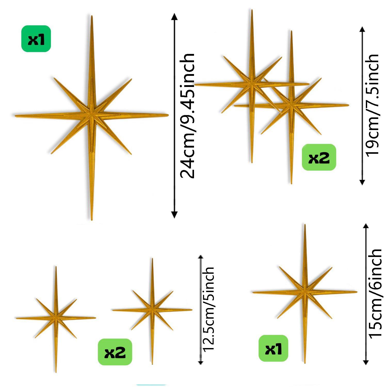 Picture of Mini Elongated Mid Century Modern Starburst Wall Decor Set of 6, Indoor ...