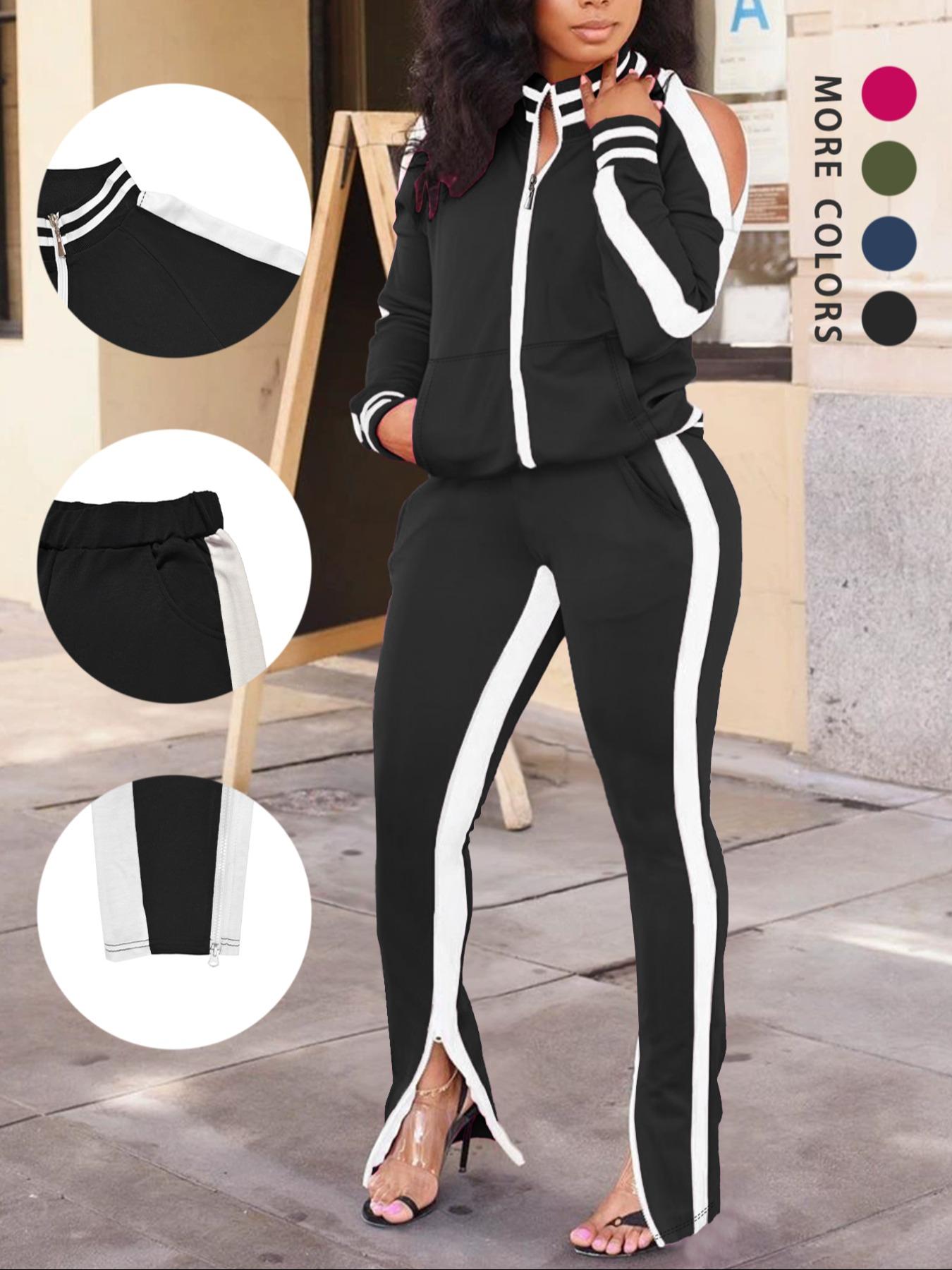 Women Casual 2 Piece Outfit Long Pant Set Sweatsuits Tracksuits Sweatsuit Sets