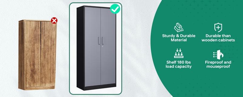 Letaya Metal Storage Cabinet with Lock Door and 5 Shelves, Steel Garage Tool Cabinet for Home Office Utility Room 72" H X 36" W X18 D Letaya Metal Storage Cabinet with Lock Door and 5 Shelves, Steel Garage Tool Cabinet for Home Office Utility Room 72" H X 36" W X18 D