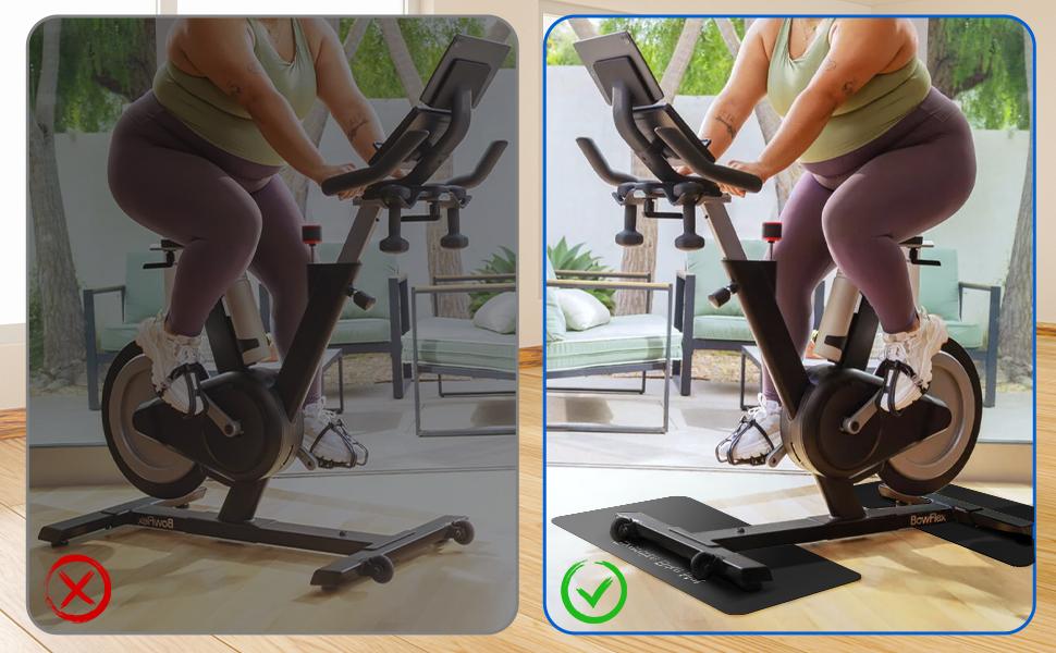 2PCS Non-Slip Mat For Peloton Bike, Concept 2 Rowing Machine, Bike Trainer, Stationary Spin Bike-Protects Hardwood Floor Carpet for Home Gym