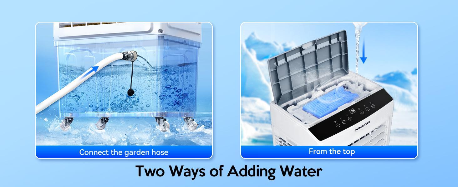 Evaporative Air Cooler, VAGKRI 2100-3000CFM Swamp Cooler, 120&deg;Oscillation Air Cooler with Remote Control, 24H Timer, 3 Modes & Wind Speeds for Outdoor Indoor Use, 9.2Gallon-12Gallon