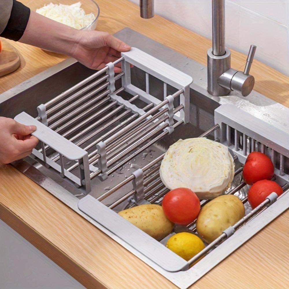 Heavy-duty stainless steel dish drying rack with drain tray, adjustable and rotatable drying rack with utensil and cup holders, Adjustable Dividers, space-saving kitchen countertop organizer, suitable for RVs, dormitories, efficient drainage system