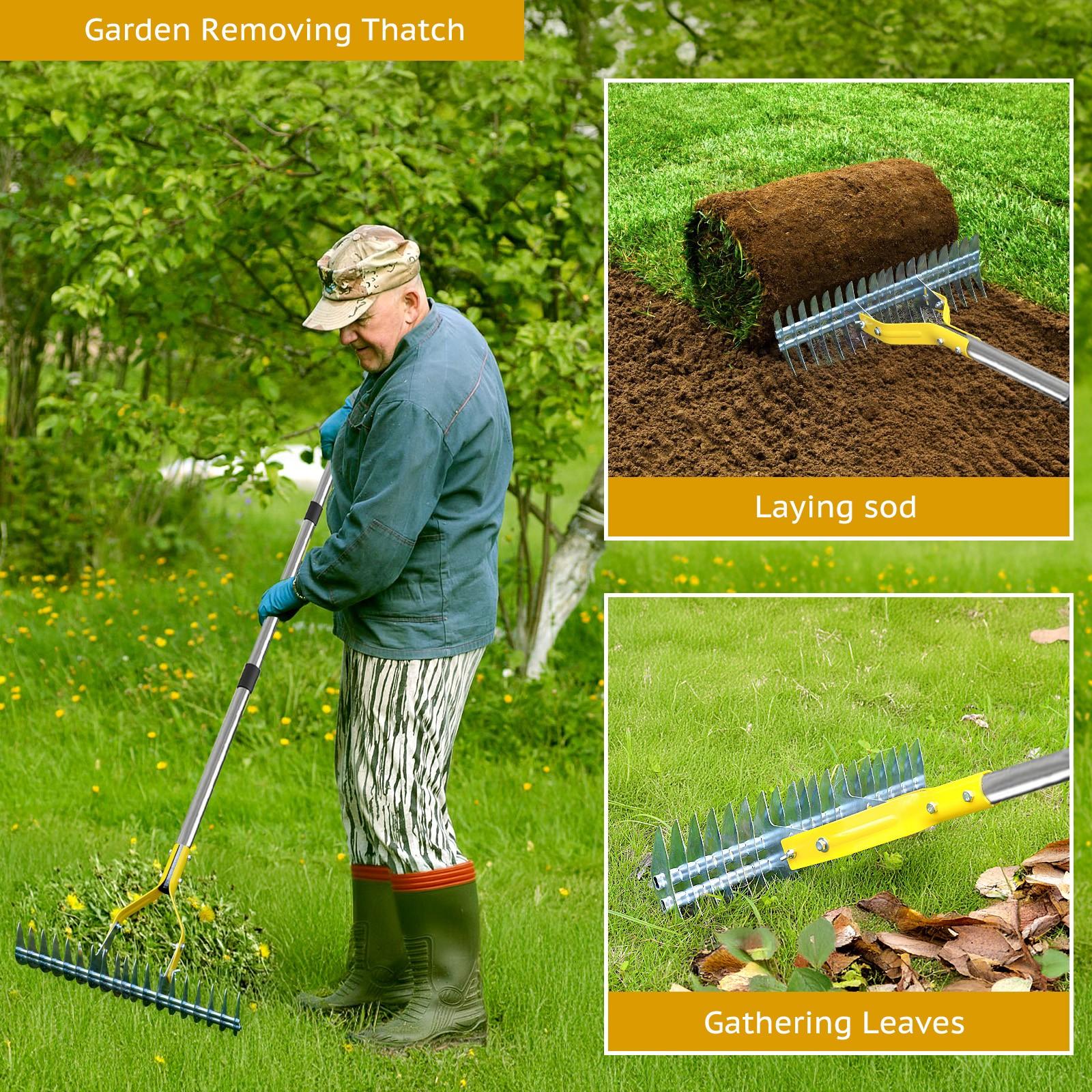 Moss Raker Moss Rake 15 Inch Wide Lawn Moss Rake for Clearing Dead Grass ...