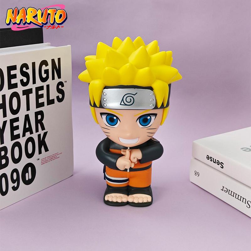 L-1PC Naruto Officially Licensed Naruto Anime Figure Piggy Bank Money Box Scene Ornaments Movie Peripherals Collection Large Capacity Durable PVC Material Decorate Desktop Bedroom Friend Gifts Christmas Present