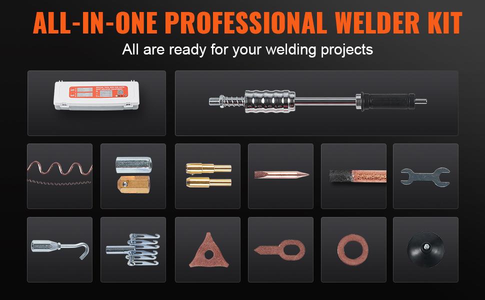 VEVOR Stud Welder Dent Repair Kit, 220V 3KW Spot Welder Dent Puller with Auto/Manual Welding 7 Versatile Modes, Auto Body Spot Welding Dent Puller Machine for Car, Truck Dent Repair