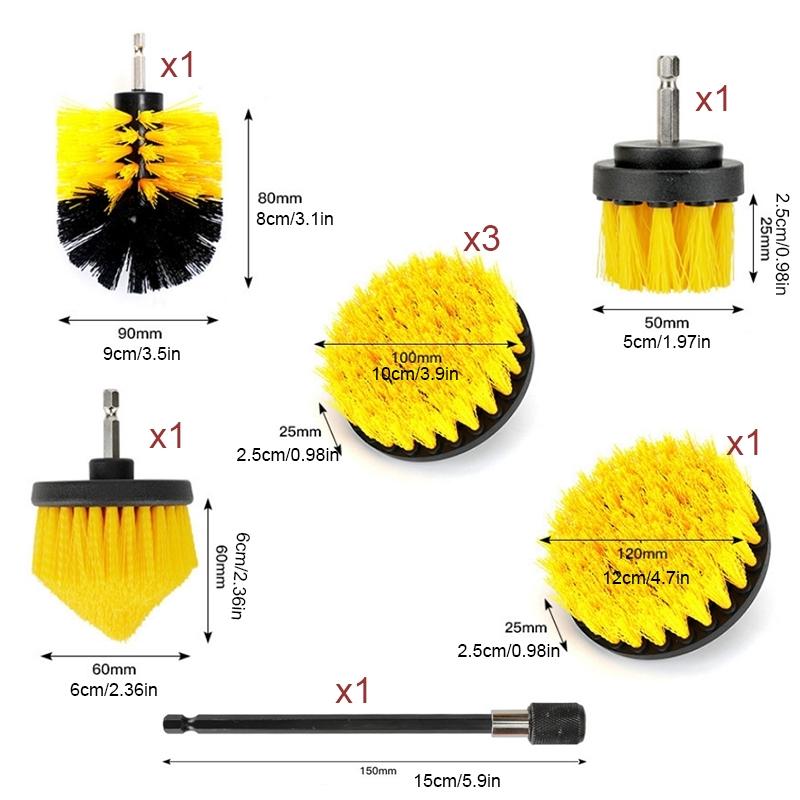 1 set of 8 counts Drill Brush Attachment Tools Set without Drill, Durable Power Scrubber Brushes Kit, Drill Brush Cleaning Kit for Bathroom Kitchen Car