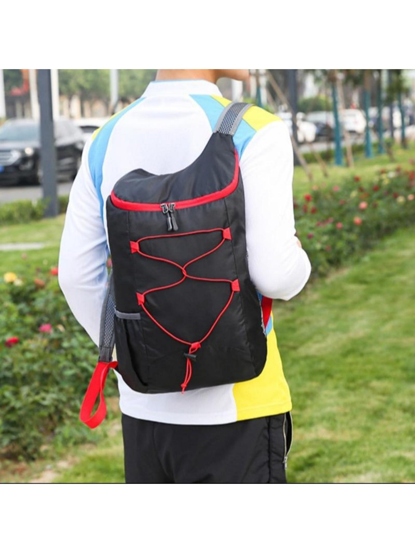 Large Capacity Mountain Bike Riding Backpack, Multifunctional Foldable Storage Bag, Lightweight Waterproof Polyester Sports Shoulder Bag, Hiking Camping Outdoor Travel Backpack, Perfect Gift