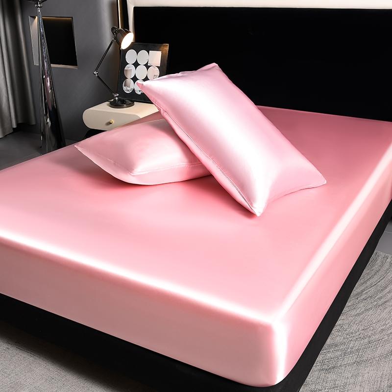 Satin Dustproof Mattress Protector & Sheet Set, Silky Fitted Sheet, 2/3pcs Silk-Like Bedding, Machine Washable & Skin-Friendly, For Home, Dorm, Hotel Use, Multiple Sizes Available