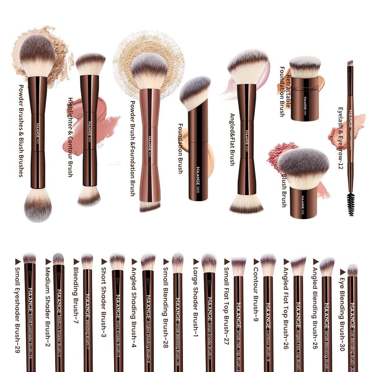 MAANGE 20pcs Professional Makeup Brush Set, Powder Brush Blush Brush Concealer Brush Contour Brush Nose Contour Brush Eyeshadow Brush Eyebrow Brush Detail Brush, Versatile Cosmetic Tools for Beauty Enthusiasts, Makeup Brush Kit