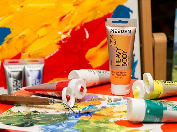 MEEDEN Heavy Body Acrylic Paint - Basic 24 x 60ml (2 oz) Color Paint Set for Adults - Rich Pigment Art Craft Paints for Canvas Clay Wood