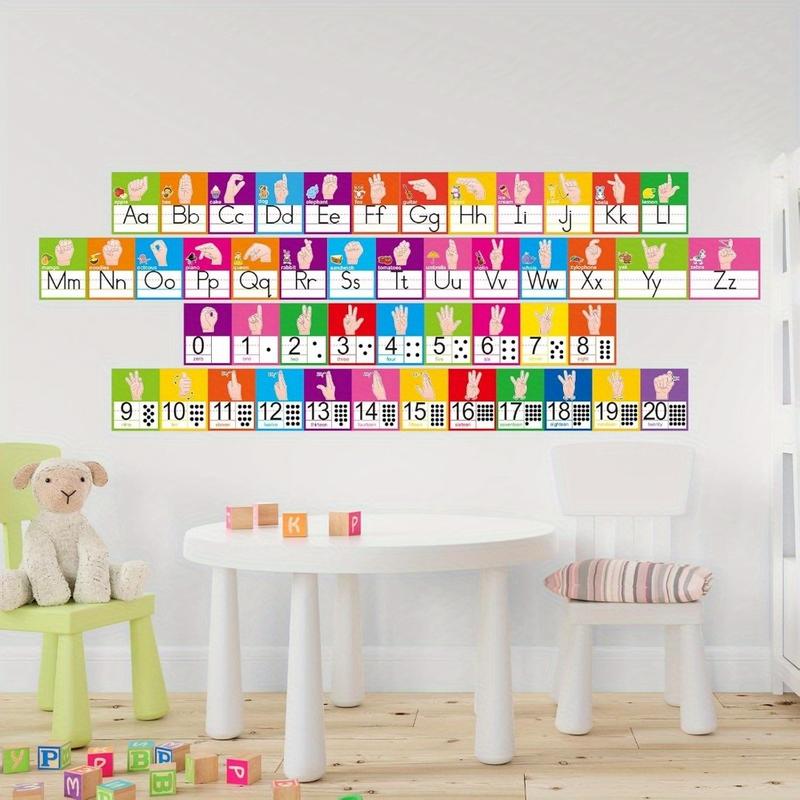 Alphabet Line Bulletin Board Set, 16pcs/set ABC Number 0-20 Wall Decorations, Educational Supplies for School Classroom Homeschool, Classroom Supplies Charts