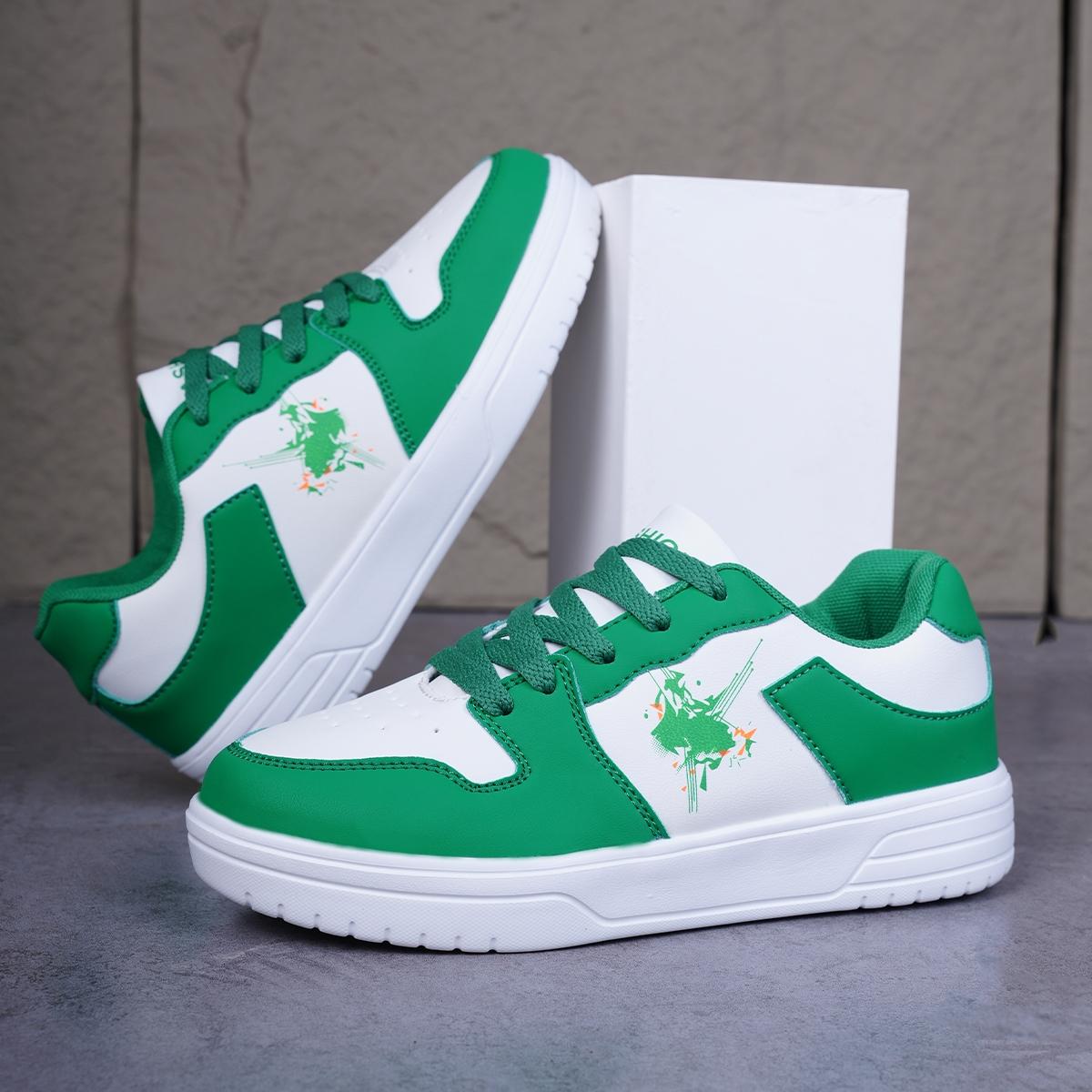 Colorblock Fashion Board Shoes for Women, Daily Commute Versatile Casual Sneakers, All Seasons PU Leather Eva Sole