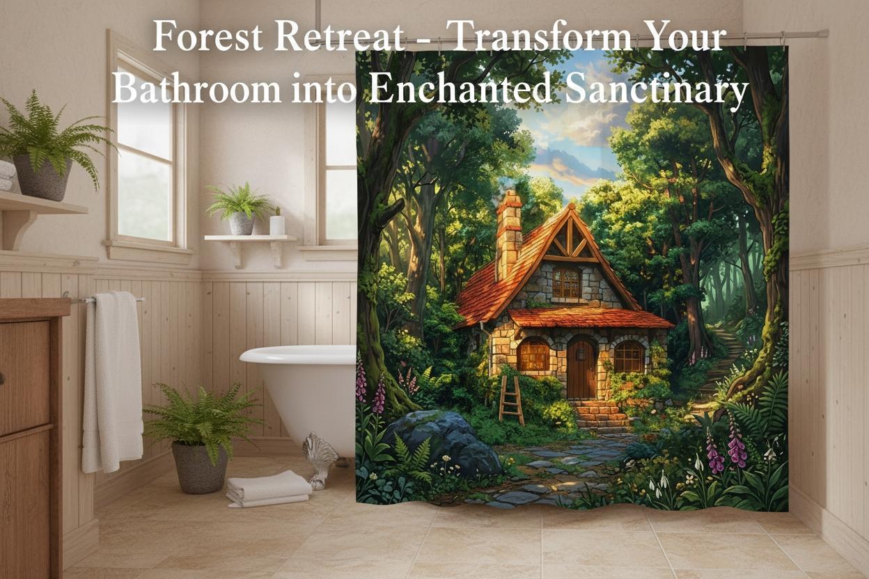 Dreamy Forest Fairy Tale Bath Curtain, Soft Polyester Bathroom Privacy Curtain, High-Definition Print, Ideal for Home, Airbnb, Hotels