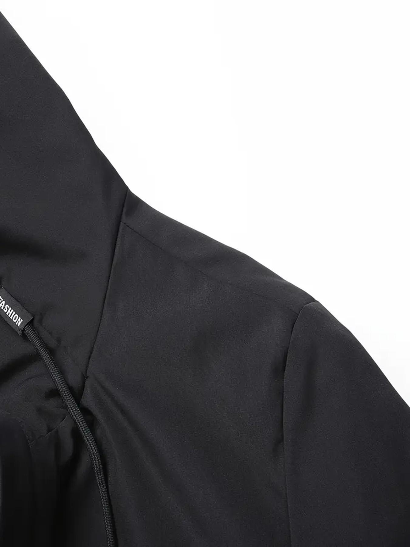 1977 Digital Print Jacket, Retro Number Windbreaker, Simple Casual Hooded Top, Long Sleeve Loose Fit, All Seasons Clothing