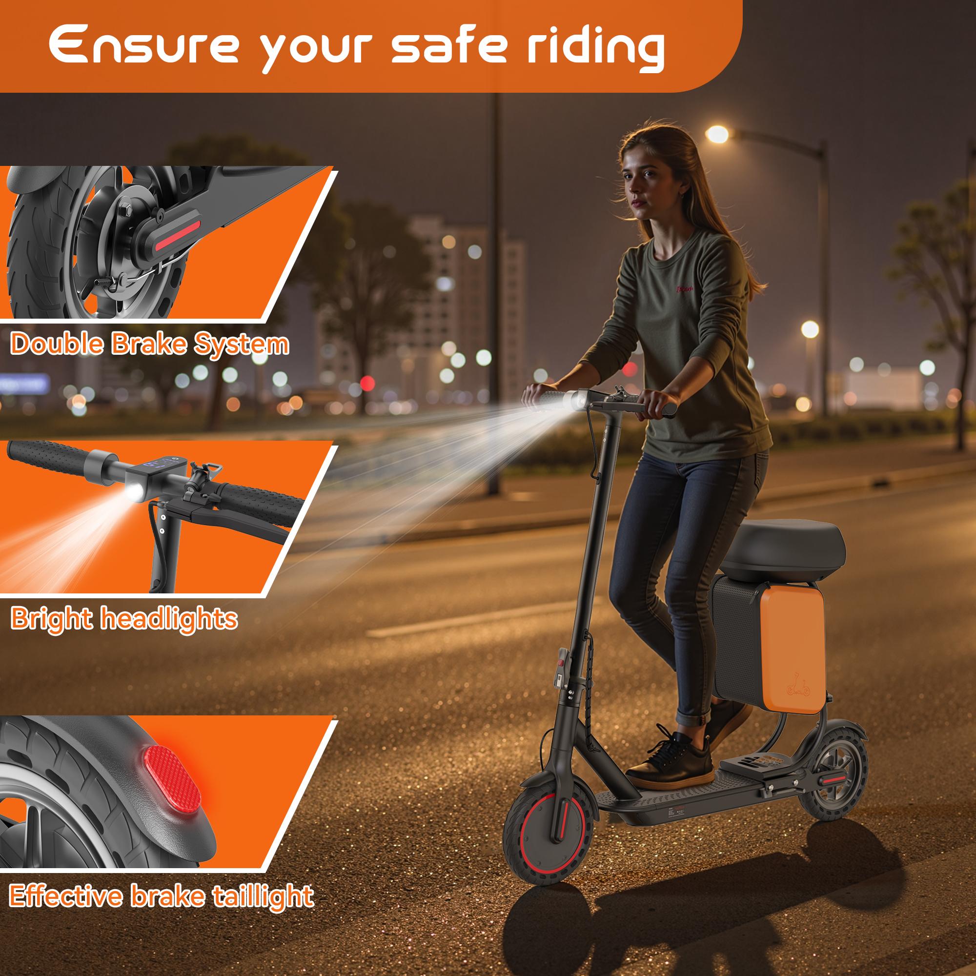 Electric Scooter for Adults – 19 MPH Top Speed, 350W Motor, Foldable Commuter Scooter with App Control, Seat and Bag Electric Scooter for Adults – 19 MPH Top Speed, 350W Motor, Foldable Commuter Scooter with App Control, Seat and Bag