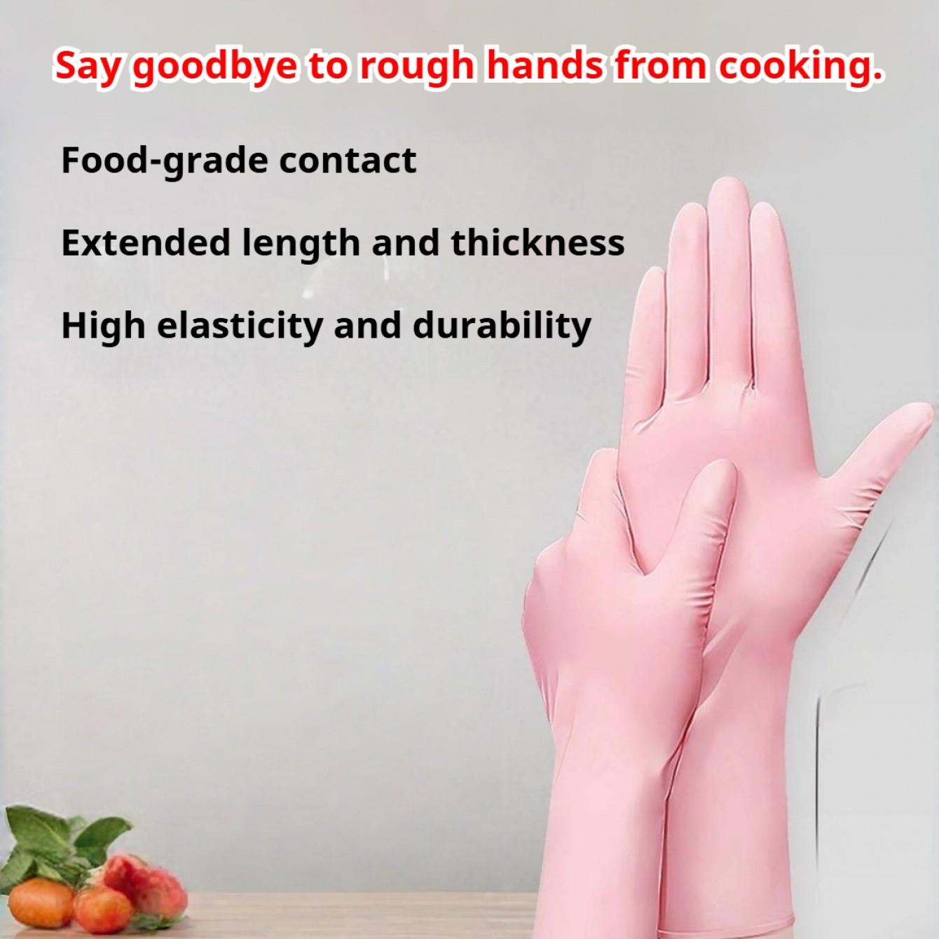 Disposable Nitrile Gloves, 12 Inch Nitrile Gloves Food Grade Kitchen Cleaning Household Dishwashing Durable Rubber