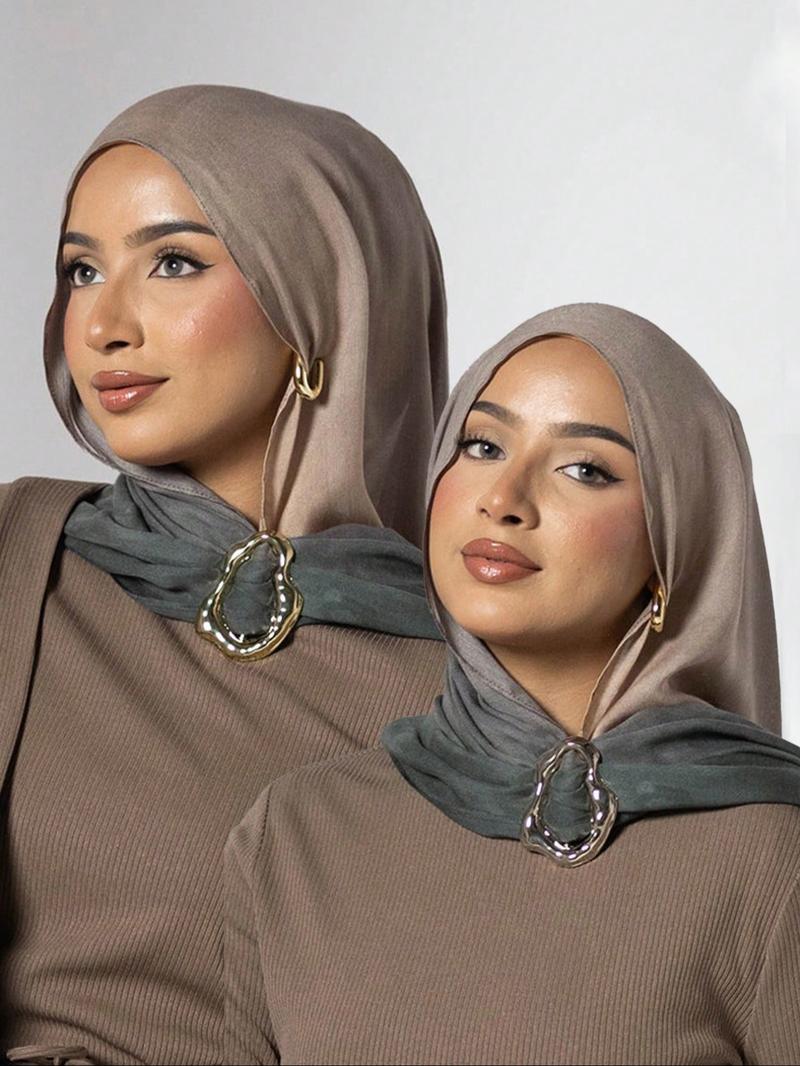 Women's Asymmetrical Metal Hijab Scarf Clips, Custom Design Large Brooch Holders, 1pc/2pcs Set, Perfect Accessory for Stylish Looks