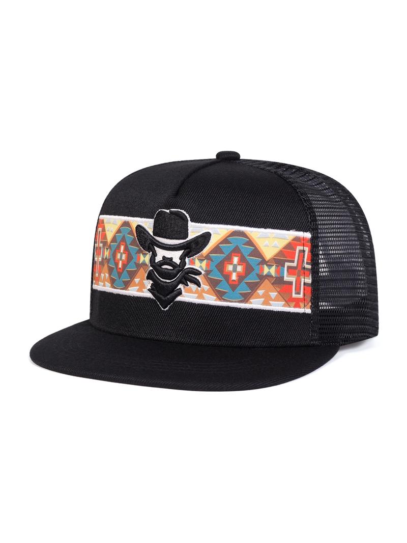 Western Style Tribal Pattern Trucker Hat, Casual Outdoor Sports Hat for Men & Women, Fashion Accessories for Daily Wear