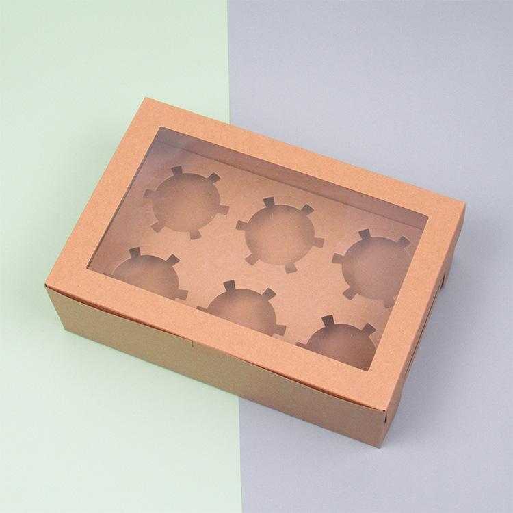 20/15/10/5/1pcs 4/6 Pack Clear Window Muffin Boxes, Kraft Paper Cupcake Containers for Bakery Desserts.needoh.paper plates