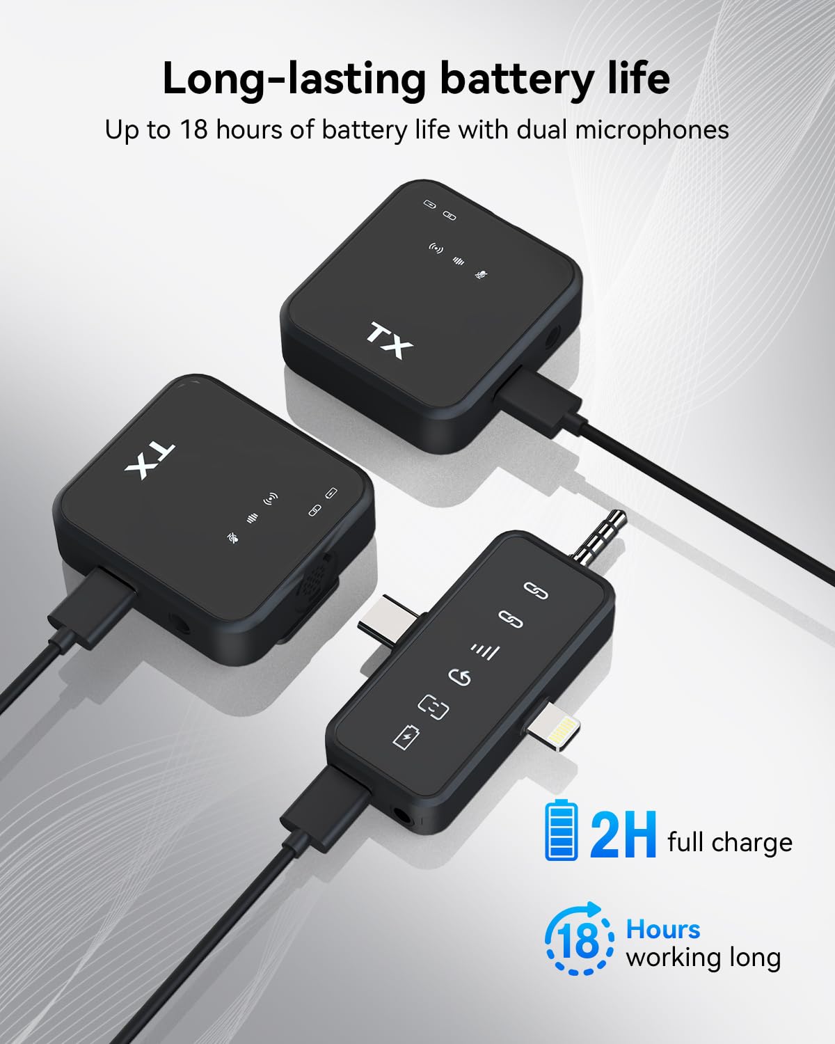 PQRQP 3 in 1 Microphone for iPhone/Android/Camera, Wireless Lavalier Microphone, 328ft Transmission, 18H Battery Life, Mini Microphone for Springtok