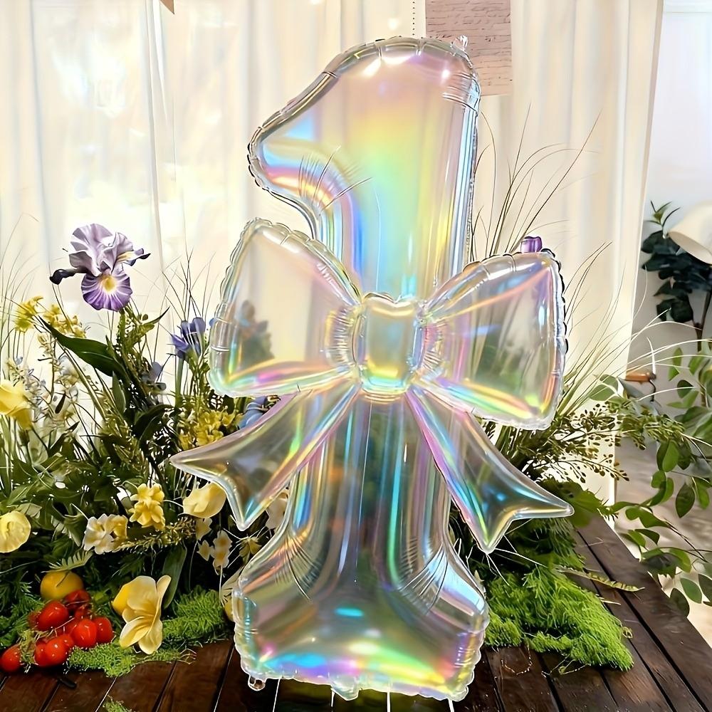 2pcs Large 40 Inch Transparent Rainbow Number Balloons, Party Decor for Graduation, Wedding, Baby Shower, Anniversary, Birthday