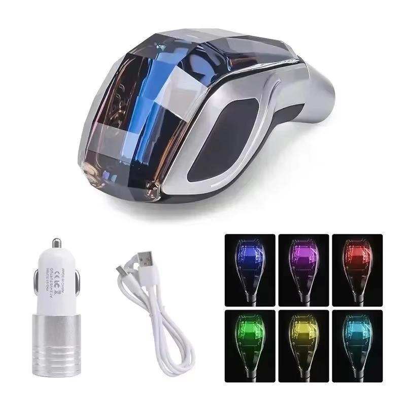 Car Manual Gear Shift Knob, Interchangeable Knob, 5 Speed Car Crystal Touch Sensor LED Light Shift Knob, Car Interior Accessories for Vehicle Decoration