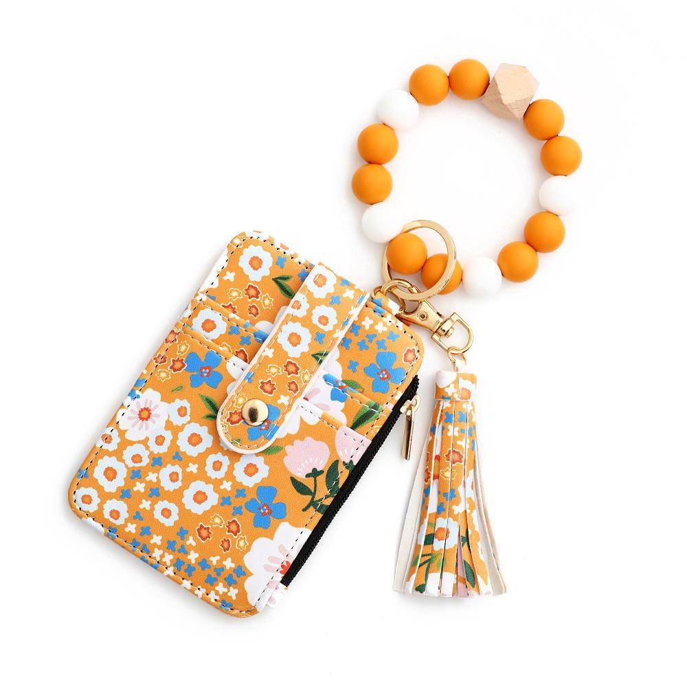 Valentine's Day Gifts,Women's Boho Style Beaded & Tassel Decorated Keychain with Flower Pattern Wallet, Cute Spring Keychain,Chic Gorgeous Keychain for Key & Bag Decor, Valentines Day Gifts for Kids ,Galentines Gift,For Girlfriend,For Mom,For Bestie