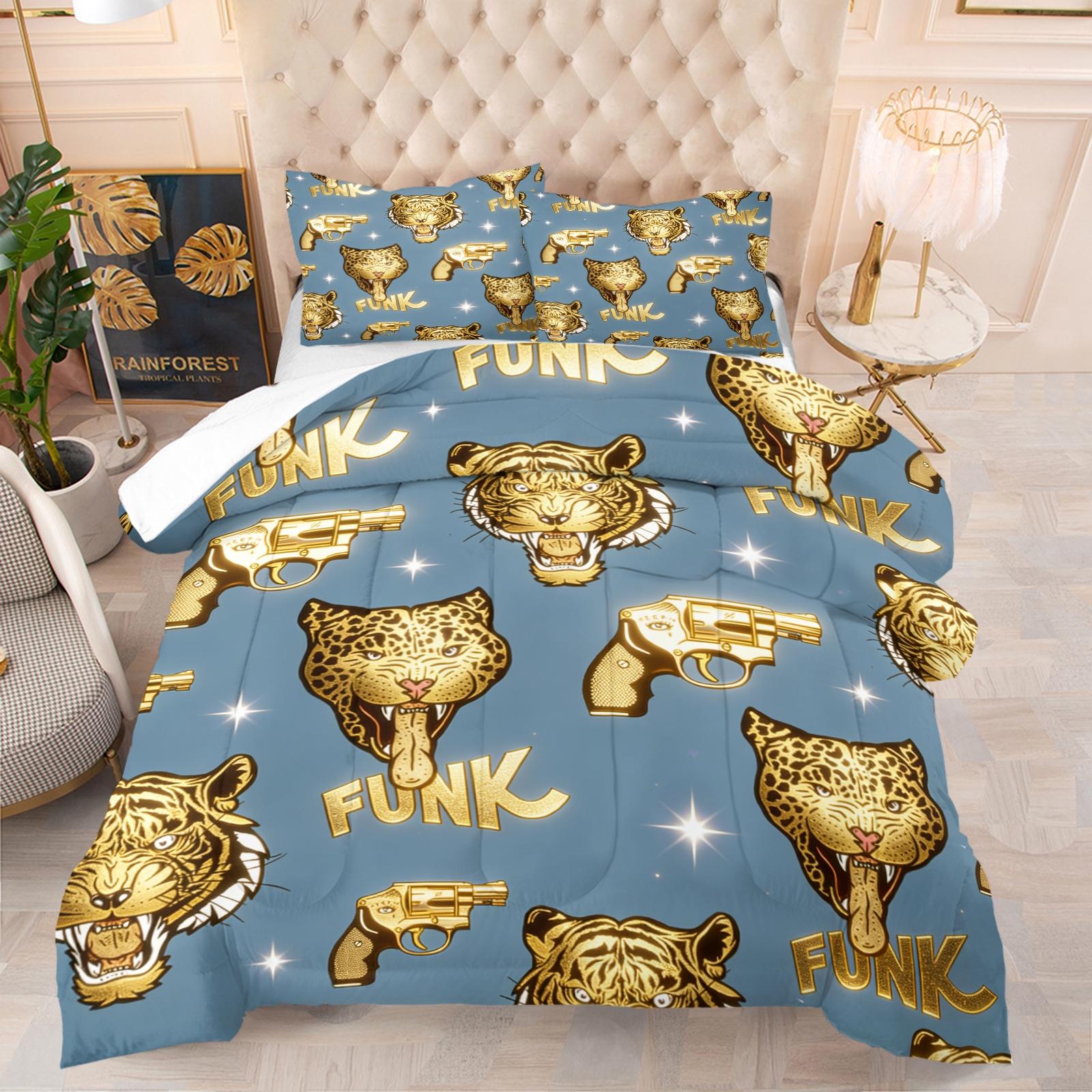 2/3 Pcs Trendy Leopard Print Comforter Set, Fluffy Soft Breathable All Season Bedding, Luxury Modern Bedroom Decor, Perfect Gift for Leopard Print Enthusiasts, With Filling (Pillow Insert Not Included)