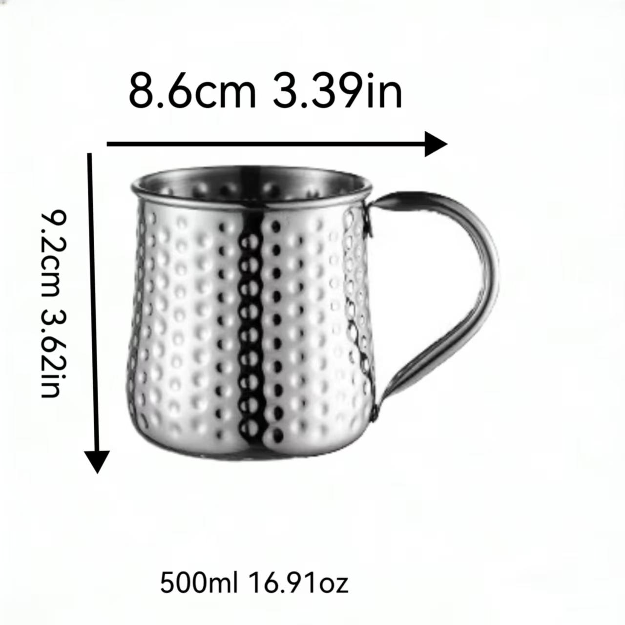 17oz 2026 New Model 304 Stainless Steel Moscow Mule Cup, Hammered Pattern, Large-Belly Cocktail Glass, Cafe/bar Fashion Wine Glass