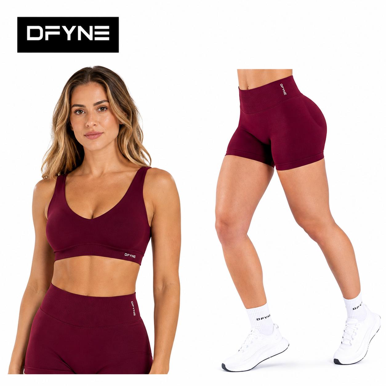 DFYNE Women’s 2 Piece Workout Set, U Neck Padded Sports Bra & High Waisted Seamless Shorts for Gym Yoga Fitness,Women’s 2 Piece Seamless Workout Set, Sports Bra & High Waisted Gym Shorts