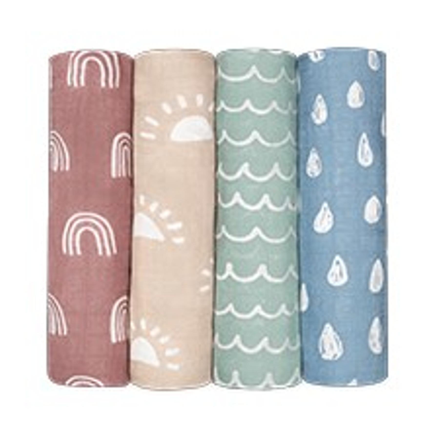 Comfy Cubs Easy Swaddle Blanket 3 Pack Size S, Blush Mauve Mulberry