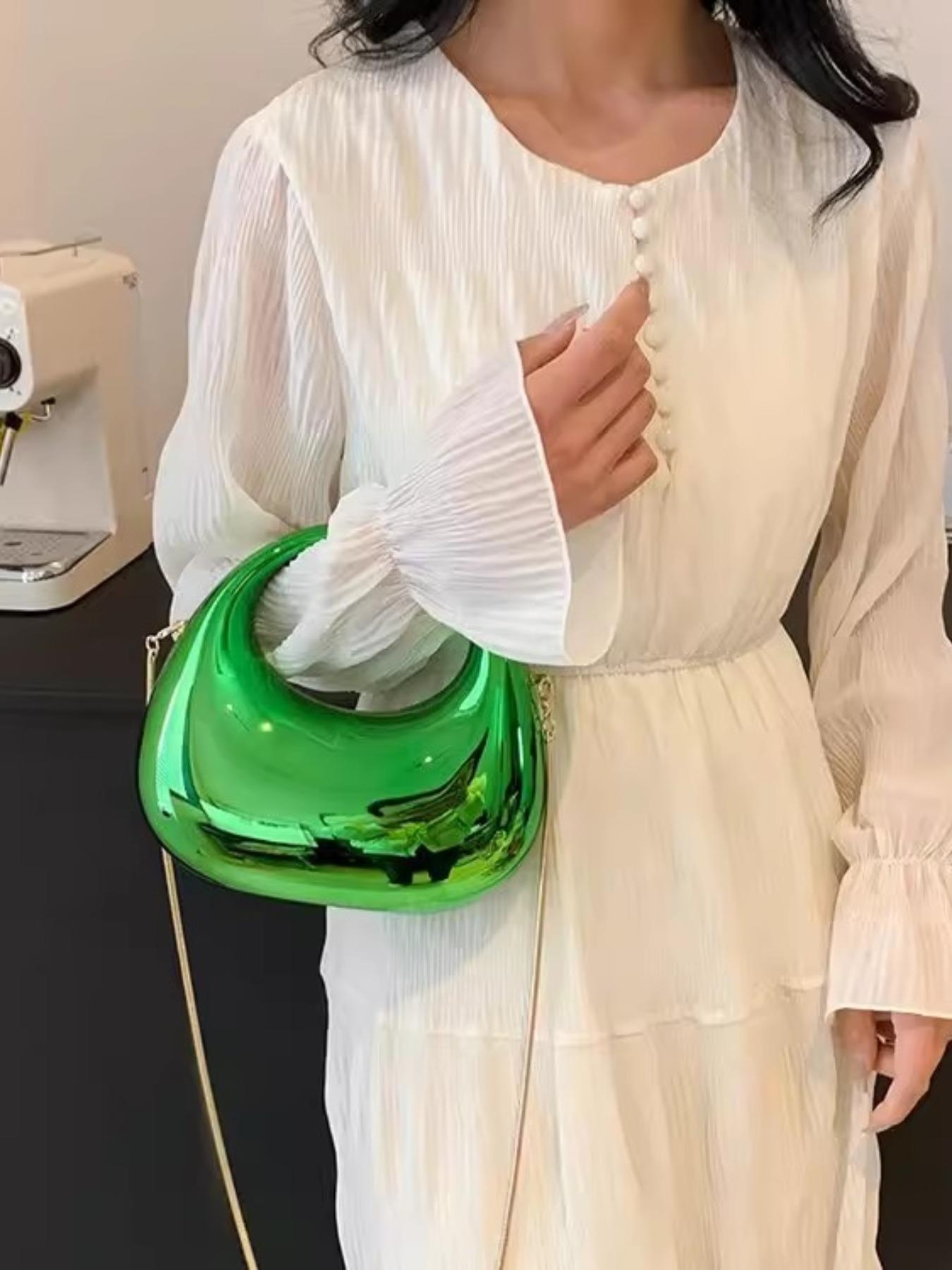 Sweet Cool Mini Acrylic Bag, Design Sensible Small Wallet, Single Shoulder Crossbody Chain Coin Accessory, Candy Color Shell Glossy Moon Box Party Handbag