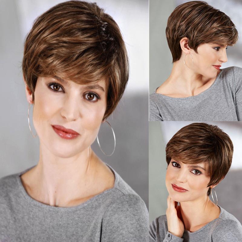 Short Length Straight Wig for Female, Gold Dyed Synthetic Hair, Full Machine Made and Heat-Resistant for Daily Fashion, Daily Wear, Natural Looking Texture, Full Wig, Natural Straight, 15 To 20 Cm, Golden Blonde Synthetic Full Machine Wigs