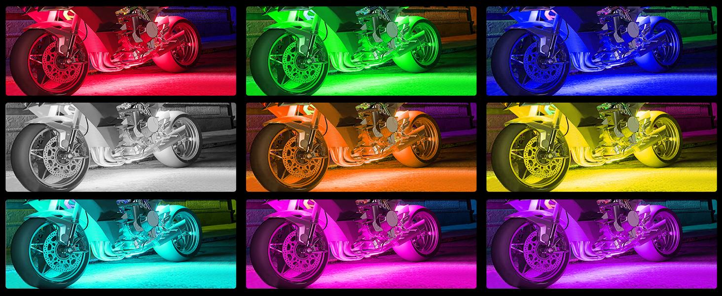 Nilight 8PCS Motorcycle RGB Led Light Kit Waterproof Multi Color Atmosphere Neon Accent Light APP and Remote Control Underbody Light Strips Motorbike  dealsforyoudays