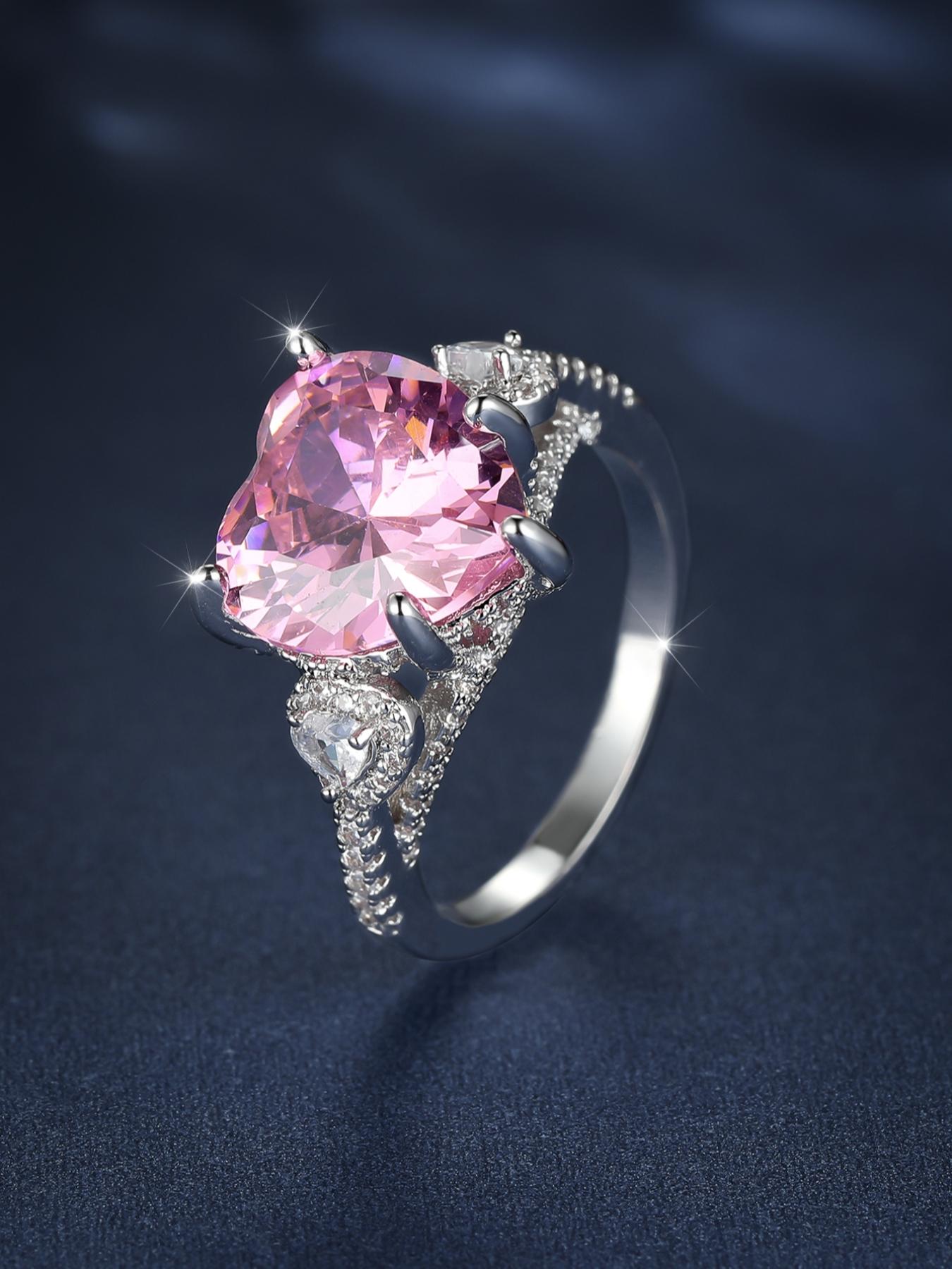 1 Piece Elegant Heart Shaped Artificial Zircon Ring, Fashion Accessories for Women, Trendy Accessories for Party and Daily Life, Valentine's Day, Girlfriend Gifts