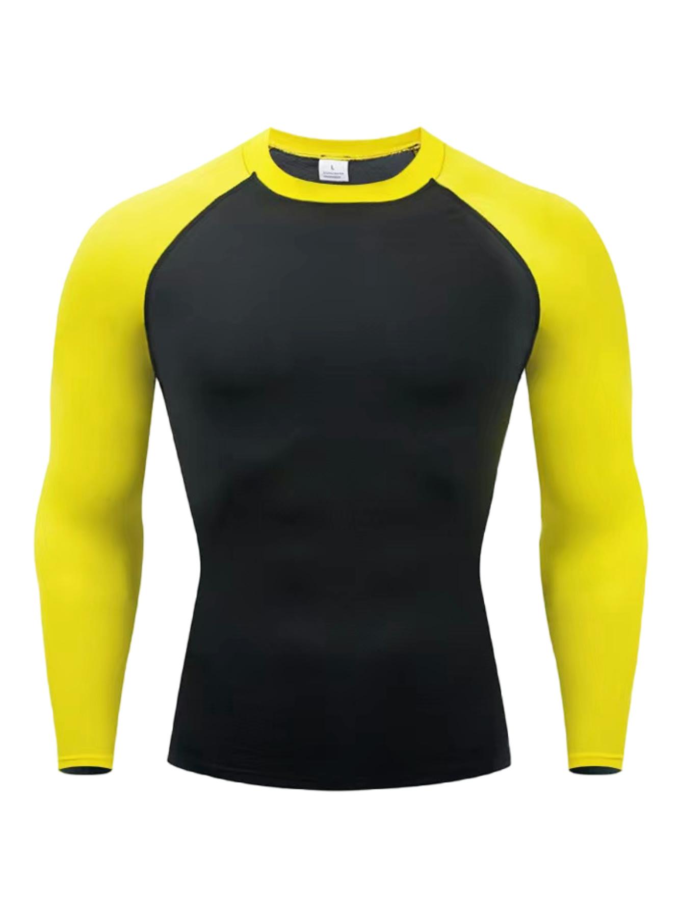 5 Pack Men's Long Sleeve Shirts Moisture WickingSweatproof Sunscreen Men's Quick Dry Breathable ColorBlock slim Long Sleeve T Shirt, Comfortable High StretchBase Layer Men's Outdoor Jogging, Fitness Training ActivityTopS Athletic Running Tee