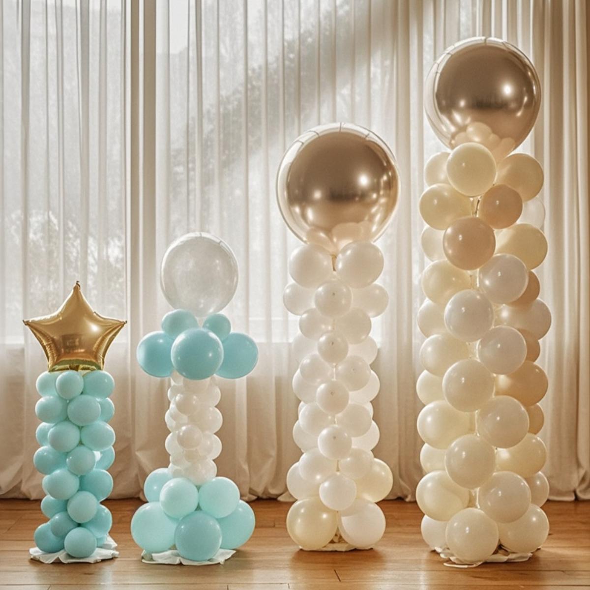 Balloon Column Stand Set of 2, Adjustable 7 Feet Ballon Arch Stands with Reusable Metal Telescopic Design for Birthday, Wedding, Baby Shower, Halloween, Graduation Party Decoration