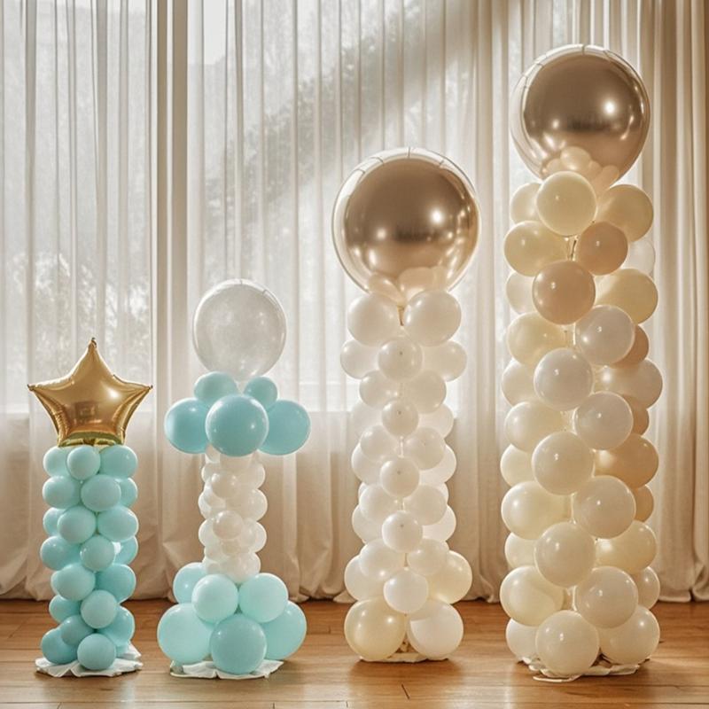 Balloon Column Stand Set of 2, Adjustable 7 Feet Ballon Arch Stands with Reusable Metal Telescopic Design for Birthday, Wedding, Baby Shower, Halloween, Graduation Party Decoration