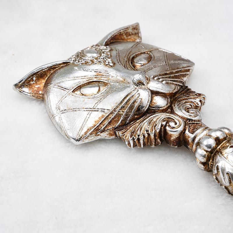 Resin Fox Shaped Mirror Decorative Ornament, Handheld Makeup Mirror, Desktop Decoration, Home Living Room Bedroom Decor, Holiday Party Gift, Travel Hand Mirror