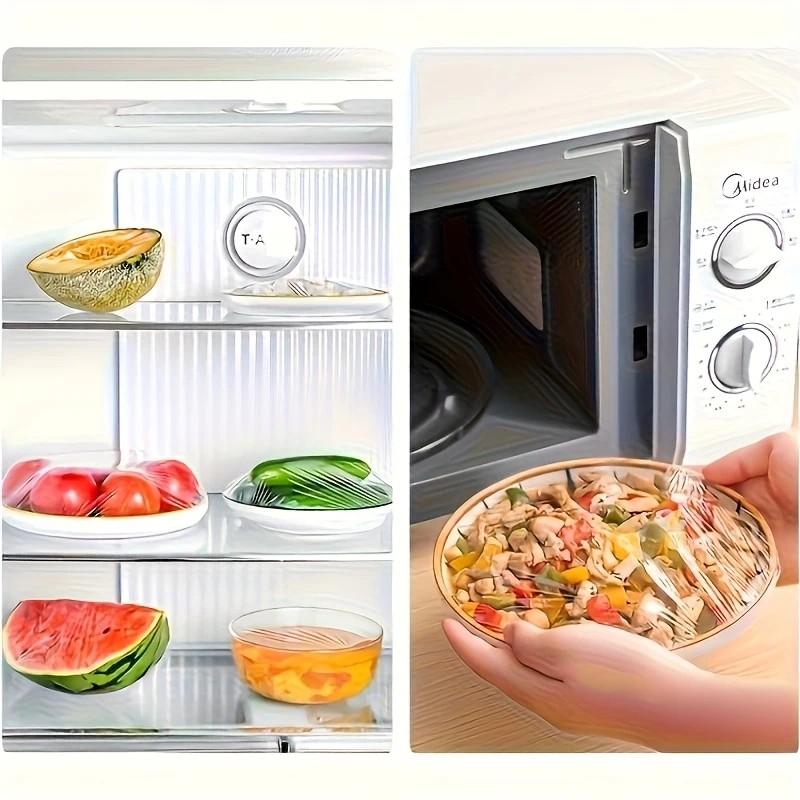 Reusable Stretch Food Covers - Clear Plastic Sealing Lids for Bowls & Plates | Microwave & Refrigerator Safe